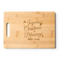 Monogram Family Name Joyous Christmas Blessings | Cutting Board