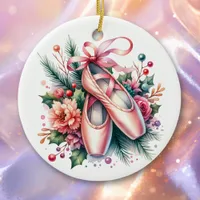 Ballet Slippers, Flowers Personalized Christmas Ceramic Ornament