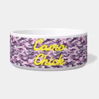 Girly Camouflage Pinks Monogram in Yellow | Bowl