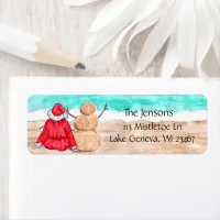 Watercolor Santa Clause and Snowman Snowbird Label