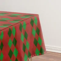 Christmas Red & Green Argyle Pattern Tablecloth