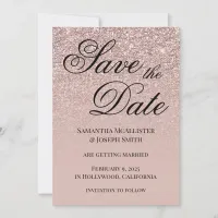 Antique Dusty Pink Glitter Gradient Save The Date