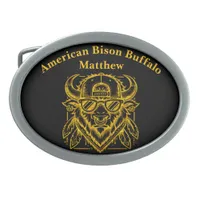 Stylish Golden Bison With Sunglasses and Hat Belt Buckle