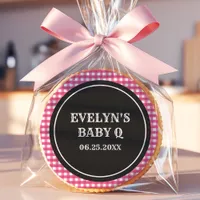 Pink Gingham Baby Q Sugar  Sugar Cookie