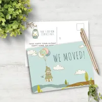 Cute Fun We Moved | Balloon House Announcement Postcard