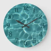 Teal Splash Numbers Swimming Pool Wall Clock