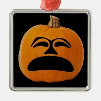 Jack o' Lantern Unhappy Face, Halloween Pumpkin Metal Ornament