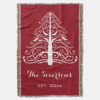 White Christmas Tree on Red Throw Blanket