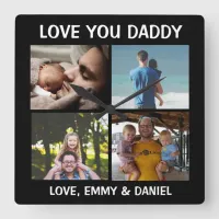 Personalized Love You Daddy Photo   Square Wall Clock