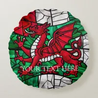 Welsh Red Dragon Flag Round Pillow