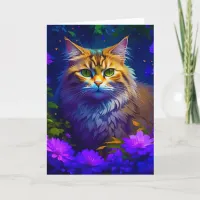 Just Checking In | Cute Kitty Cat in Flowers Card