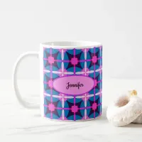 Retro Geometric Design in Pink, Purple and Blue -  Coffee Mug