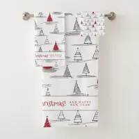 Red Christmas Tree Pattern#5 ID1009 Bath Towel Set