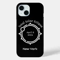 Total Solar Eclipse 2024 Minimal Black Keepsake iPhone 15 Case