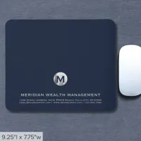 Personalized Blue Silver Business Monogram Mouse Pad