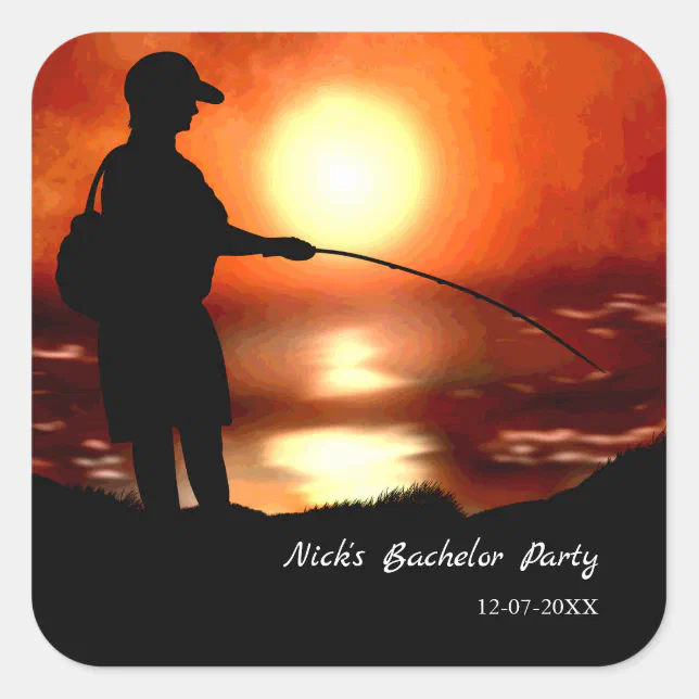 Fishing bachelor party Fishing lover sunset party Square Sticker