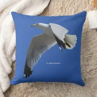 Breathtaking Ring-Billed Gull in Flight Throw Pillow