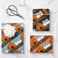 Dog And Cat On Branch Wrapping Paper Sheets