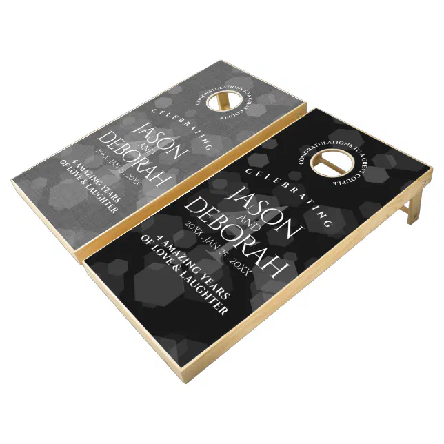 Elegant 4th Linen Wedding Anniversary Celebration Cornhole Set