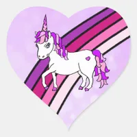 Rainbow Unicorn Heart Sticker