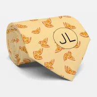 Orange Slices Hand Drawn Fruit Monogram Funny Neck Tie