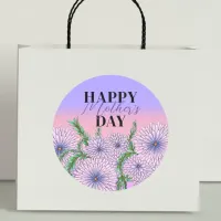 Pink Purple Flowers and Green Leaves Mother's Day Classic Round Sticker