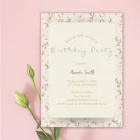 Elegant Floral White Magnolia Birthday Party Invitation