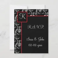 Red Black Damask Wedding Invitations