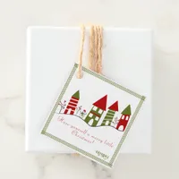 Cute green&red village in the snow at Christmas  Favor Tags