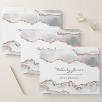 Chic Watercolor White and Rose Gold Agate Business File Folder