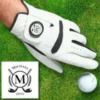 Black Custom Name Monogram On White Golf Glove