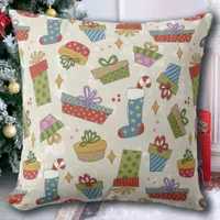 Colorful Christmas Presents Throw Pillow