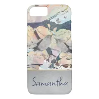 Pastel Watercolor Birds & Butterflies Personalized iPhone 8/7 Case