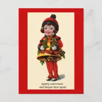 Vintage Christmas Girl Holiday Postcard