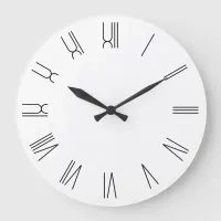 White and Black Retro Roman Numerals Large Clock