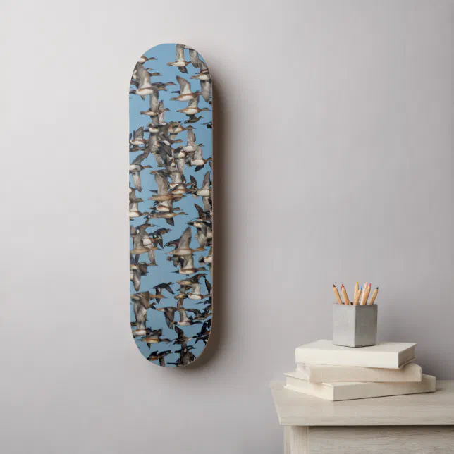 Stunning Winter Ducks in Flight Skateboard