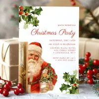 Vintage Santa Claus Retro Christmas Party Invitation