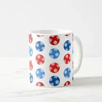 Christmas blue and red ornaments with snowflakes coffee mug