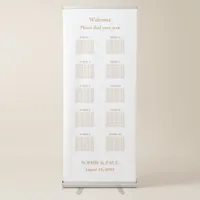 White Golden Beige 10 Table Seating Chart Retractable Banner