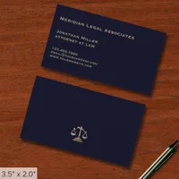 Navy Blue and Gold Legal Business Card