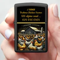 Farmers Tending Leghorn Chickens at Dusk Zippo Lighter