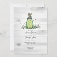 Rustic Mouse Firefly Mason Jar Baby Shower Invitation