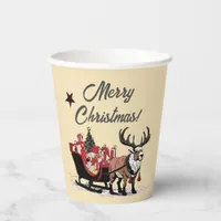 Retro Santa's Sleigh  Paper Cups