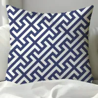 Navy Blue Greek Key Pattern Choose Your Own Color Throw Pillow