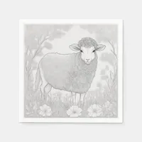 Elegant Lamb Line Art Fine Dining Special Occasion Napkins