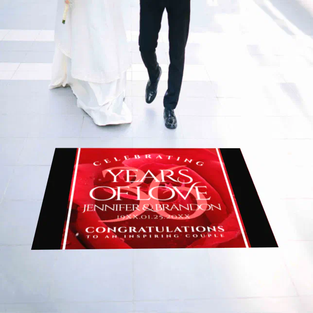 Elegant 36th Rose Wedding Anniversary Celebration Floor Decals