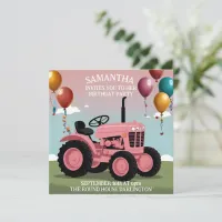 Cute Pink Tractor Birthday Card