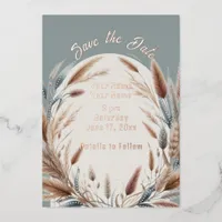 Rustic Pampas Foil Invitation