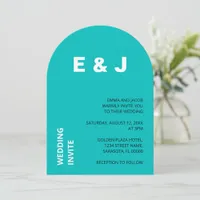 Modern Aqua Turquoise Wedding Invitation