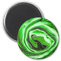 Lime Green and Black Marble like Swirls Fluid Art  Magnet